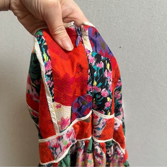 Anthropologie Floral Patchwork Tiered Cutout Maxi Dress Size 14 - Picture 6 of 13